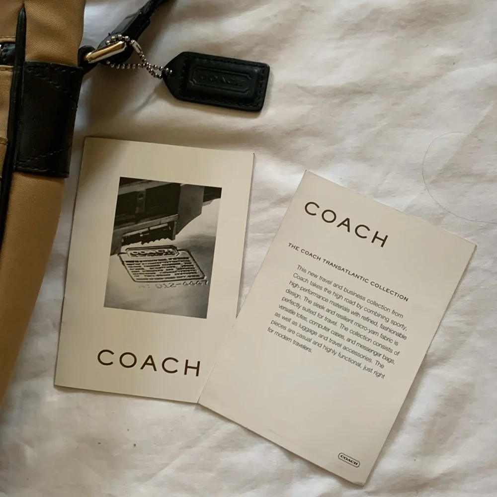 Gently Loved Tan Canvas Leather Laptop Crossbody Messenger Bag by COACH